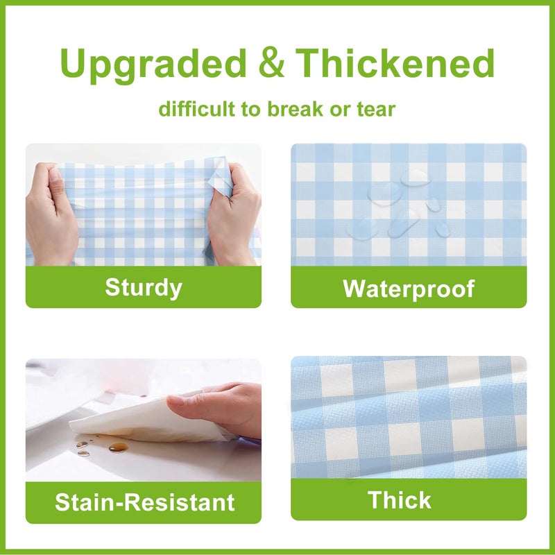 Oigco Light Blue Gingham Tablecloth - 54 x 108 Inches, Rectangle Disposable Light Blue Checkered Tablecloth, Picnic Table Covers for Dining/Camping/Picnic/Outdoor - Image 5