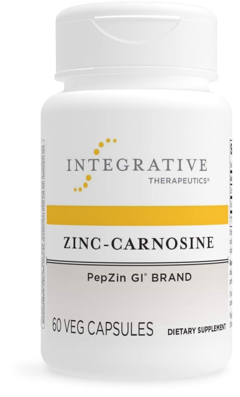 Integrative Therapeutics ZincCarnosine PepZin GI Brand Supplement with ZincCarnosine GI Tract Support Gluten Free Vegan 60 Capsules