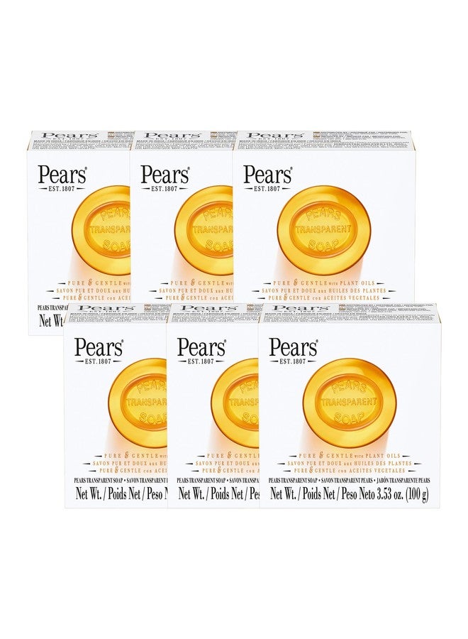 Pears Pure and Gentle with Glycerin and Natural Oils - Transparent Soap Bar for Radiant Skin - Bar Soap for Women and Men - Amber - 6 pc - Image 1