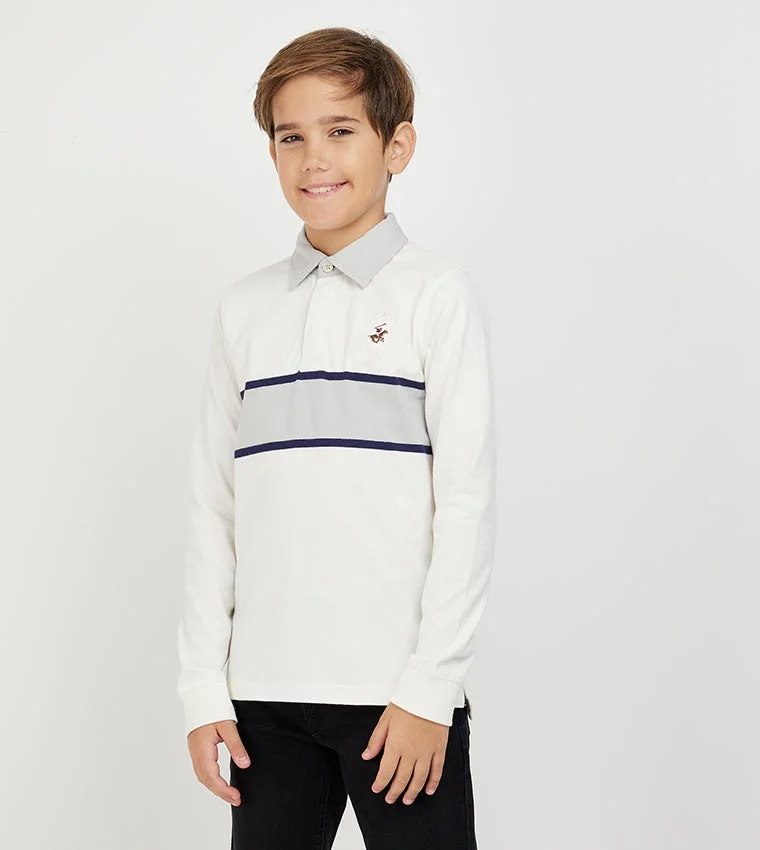 Logo Embroidered Long Sleeves Polo T-Shirt