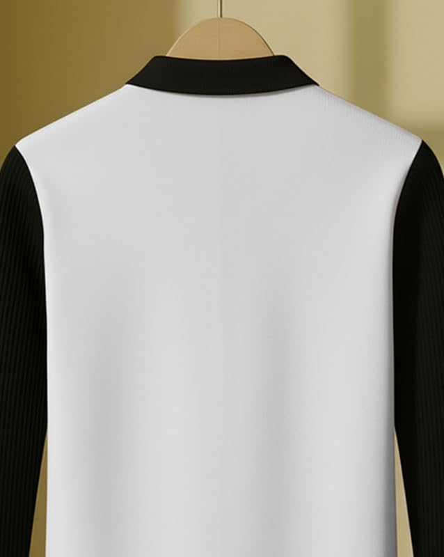 AUSK T-Shirt for Men Zip Neck Texture Self Design Cotton Blend Mens Tshirts Black - Image 5
