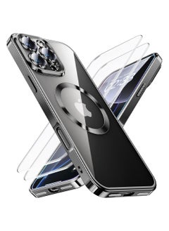 CaseNeo [1+2] Case and Screen Protector for iPhone 16 Pro with Camera Lens Protect, Protective Case Compatible with Wireless Charging, Anti-Scratch Shockproof Protective Electroplated iPhone 16 Pro Case for Women Men - Black  - Image 1