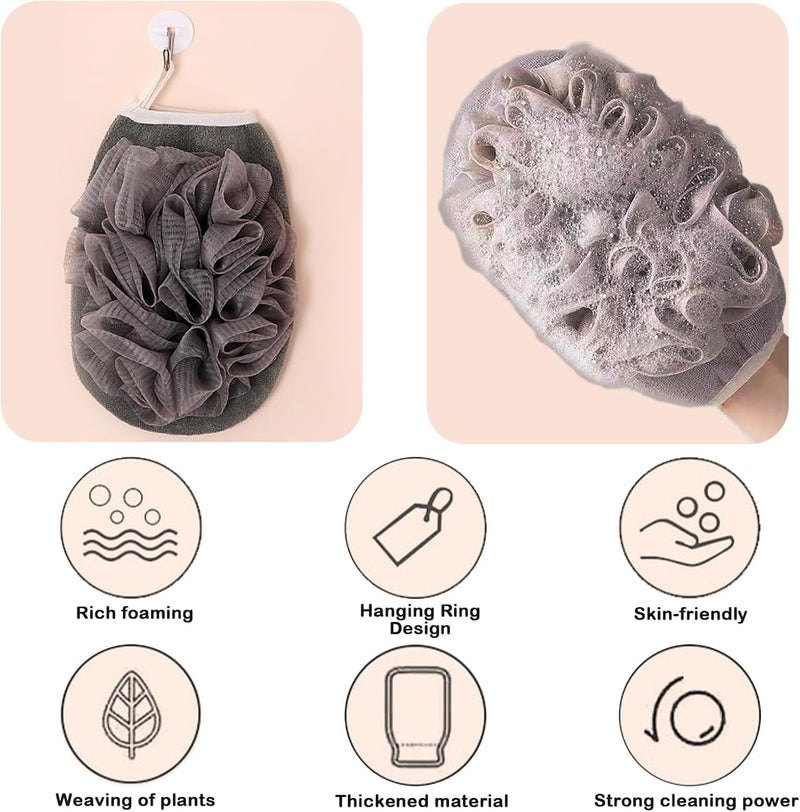 KASTWAVE Exfoliating Back Scrubber for Shower, 34 Inch Double-Sided Body Exfoliator with Handles and Loofah Glove, Deep Cleansing Bath Washcloth Set for Men and Women, Spa Massage Shower Tool - Image 5
