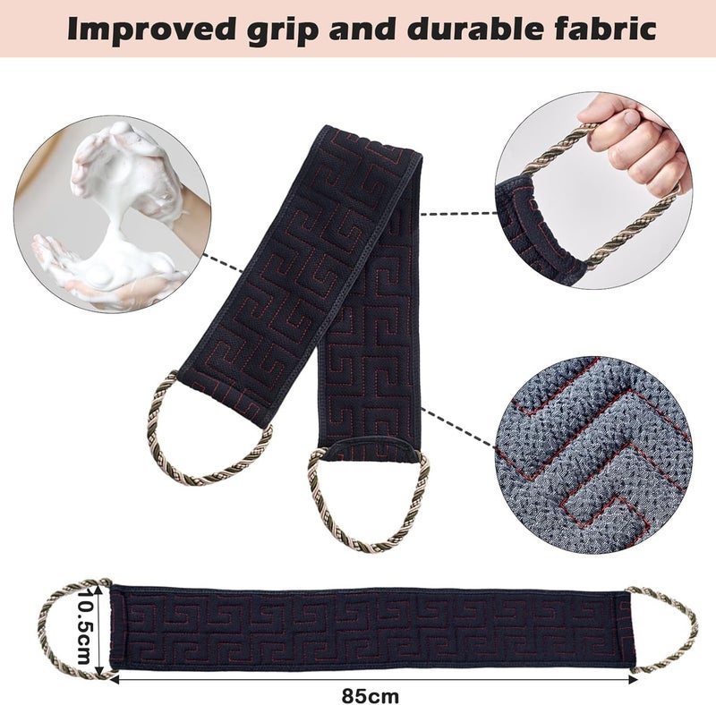 KASTWAVE Exfoliating Back Scrubber for Shower, 34 Inch Double-Sided Body Exfoliator with Handles and Loofah Glove, Deep Cleansing Bath Washcloth Set for Men and Women, Spa Massage Shower Tool - Image 2
