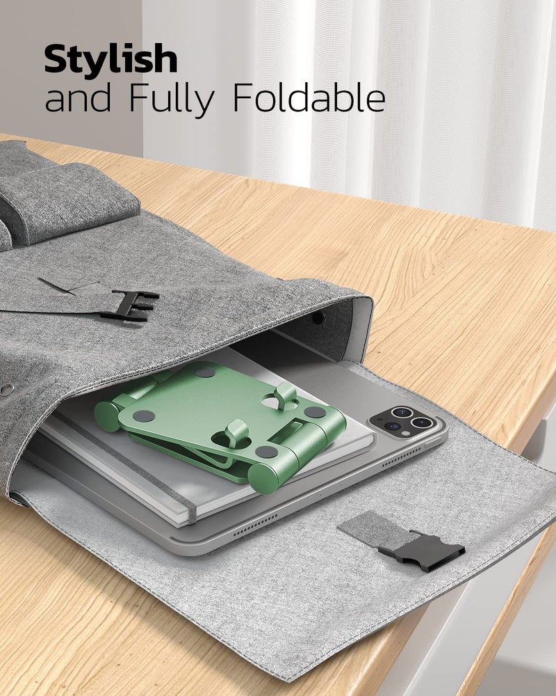 Nulaxy Dual Folding Cell Phone Stand, Fully Adjustable Foldable Desktop Phone Holder Cradle Dock Compatible with iPhone 17 16 15 14 13 12 11 Pro Max Xs Xr X 8, Nintendo Switch, All Phones- Green - Image 5
