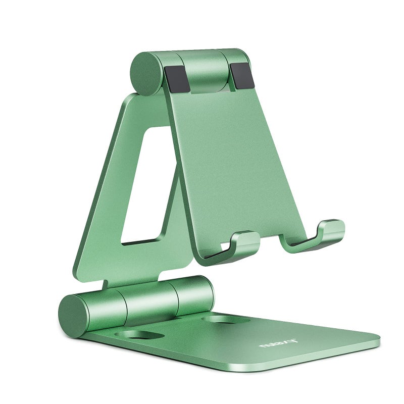 Nulaxy Dual Folding Cell Phone Stand, Fully Adjustable Foldable Desktop Phone Holder Cradle Dock Compatible with iPhone 17 16 15 14 13 12 11 Pro Max Xs Xr X 8, Nintendo Switch, All Phones- Green - Image 1