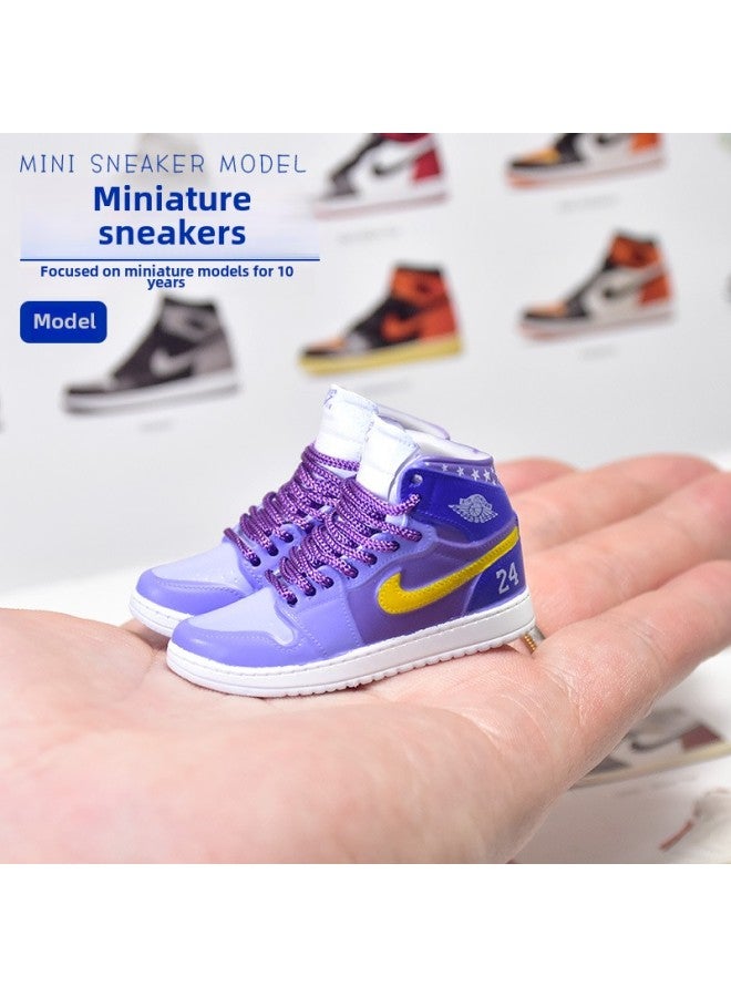 1/6 Mini Sneakers Model Aj1 Creative Cute Basketball Shoes Keychain Car Bag Jewelry Aj Keychain-Color:1 Small North Card Blue (a Pair Of Naked Shoes)  - Image 2