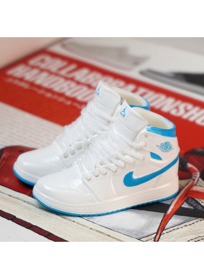 1/6 Mini Sneakers Model Aj1 Creative Cute Basketball Shoes Keychain Car Bag Jewelry Aj Keychain-Color:1 Small North Card Blue (a Pair Of Naked Shoes)  - Image 1