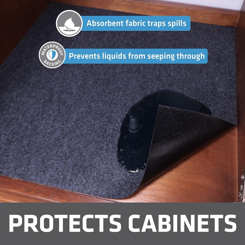 Dry Mate Premium Under Sink Mat, Waterproof Cabinet Protection Mats for Kitchen & Bathroom, Absorbent Shelf Liners, Slip-Resistant, Machine Washable (USA Made)(24”x29”)(Charcoal)(12-Pack) - Image 2