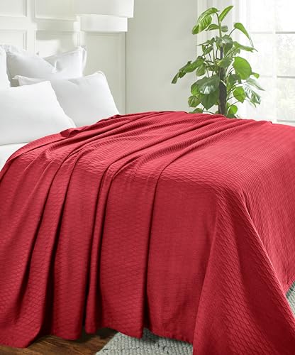 Superior Diamond Weave AllSeason Cotton Blanket Cover for Home Couch Bed Soft Warm Blankets Boho Aesthetic Comfy Cozy and Cute Covers Decorative Bedding Essentials King Burgundy - Image 3
