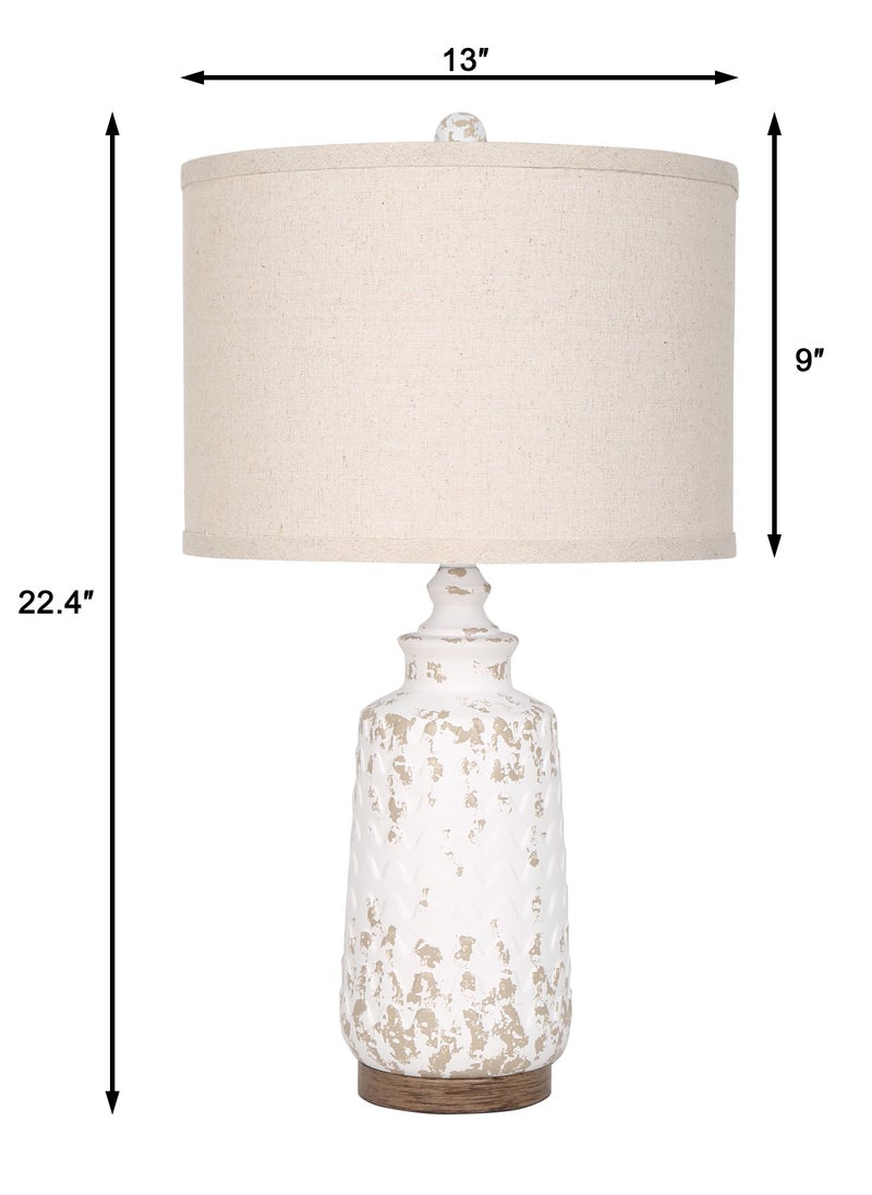 Table Lamp Set of 2 Retro Side Desk Lamp for Living Bed Room Home with Linen Lampshade