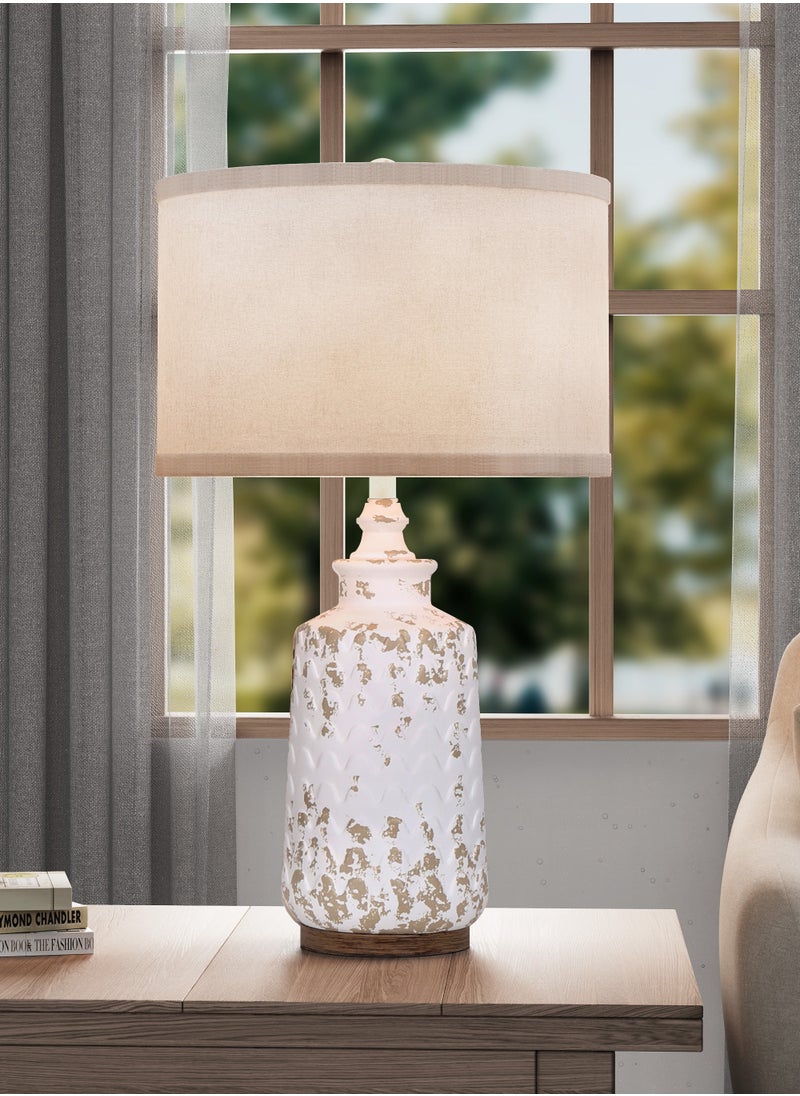 Table Lamp Set of 2 Retro Side Desk Lamp for Living Bed Room Home with Linen Lampshade
