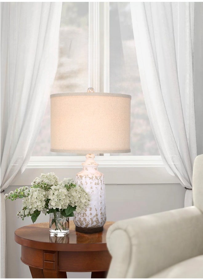 Table Lamp Set of 2 Retro Side Desk Lamp for Living Bed Room Home with Linen Lampshade