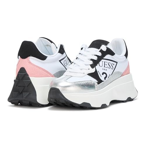 Guess Women's Calebb Sneaker, Silver/Pink Multi 099, 10 - Image 3