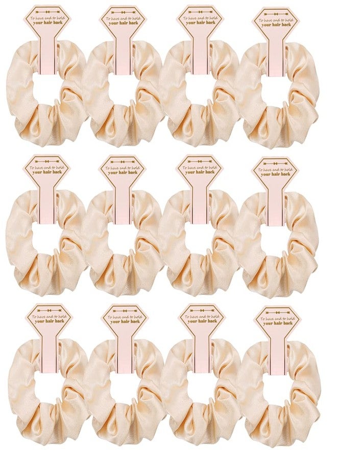 Hasoar Satin Scrunchies 12 Pack - Proposal Gifts, Elastics Hair Ties for Bachelorette Party Favors, Bridal Wedding Parties (champagne) - Image 1