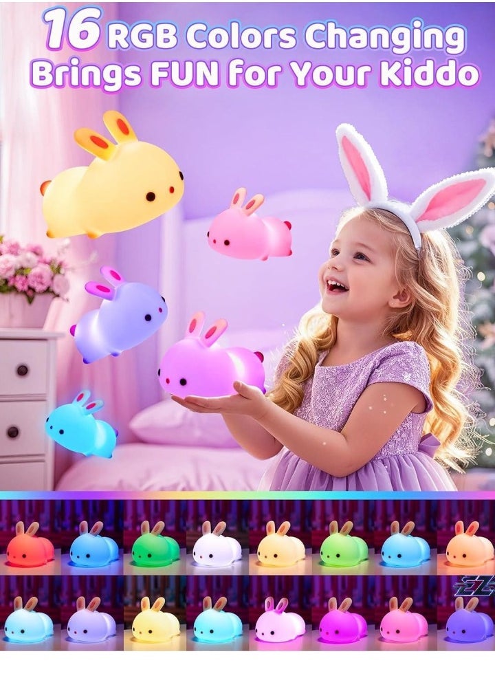 ELTRAZONE Cute Bunny Kids Night Light – Soft LED Nursery Lamp, Touch Control, Dimmable, USB Rechargeable, Safe Silicone Material, Perfect for Bedtime, Sleep Aid for Babies & Toddlers - Image 2