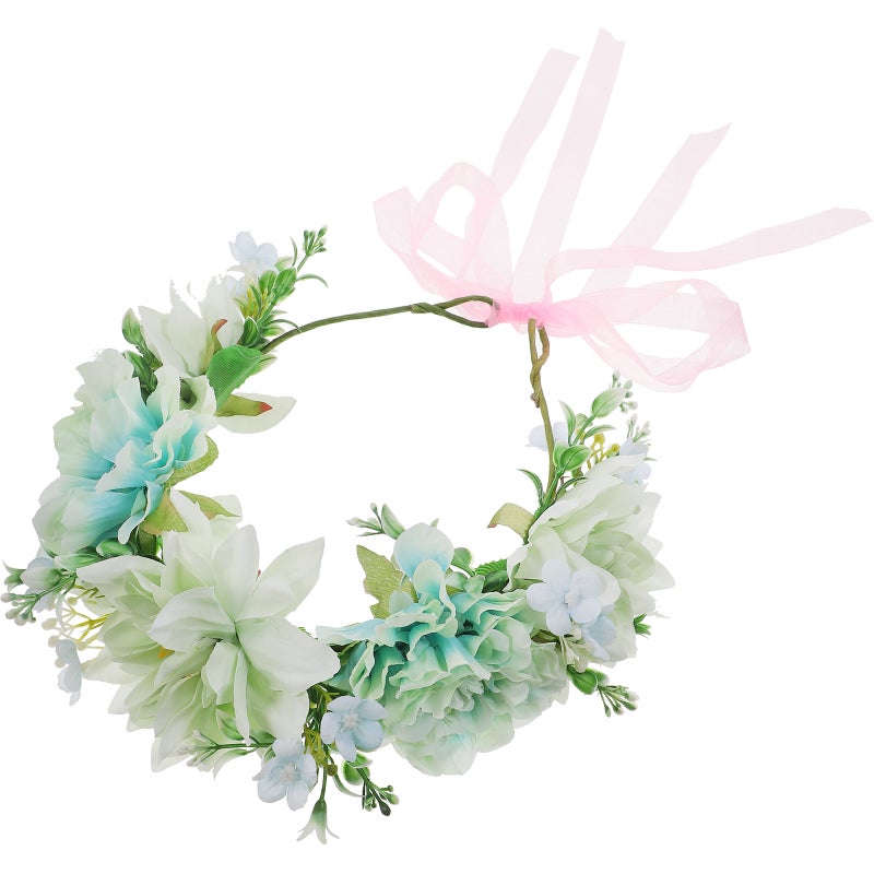 Flower Headband Adults Flower Hair Band Festival Band Bride Headdress for Wedding Prom Beach Party - Image 1