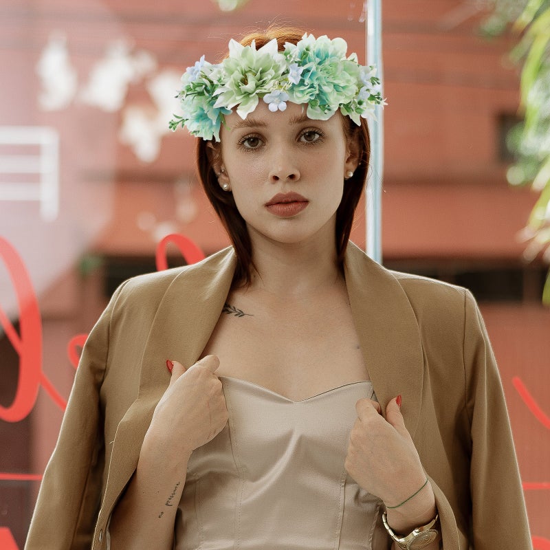 Flower Headband Adults Flower Hair Band Festival Band Bride Headdress for Wedding Prom Beach Party - Image 5