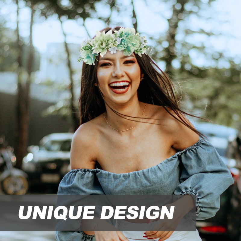 Flower Headband Adults Flower Hair Band Festival Band Bride Headdress for Wedding Prom Beach Party - Image 3