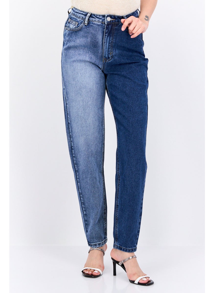Missguided Women Regular Fit Washed Denim Jeans, Blue  - Image 1