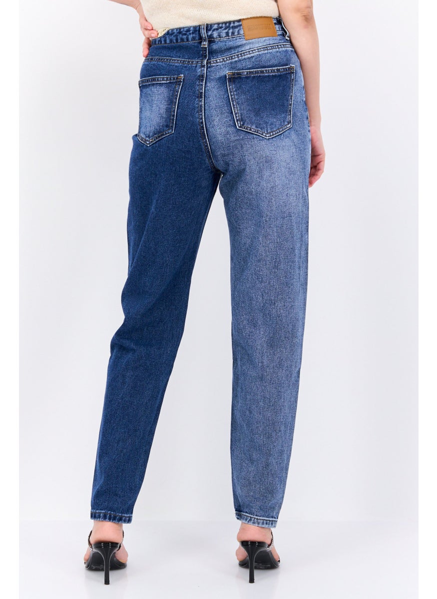 Missguided Women Regular Fit Washed Denim Jeans, Blue  - Image 3