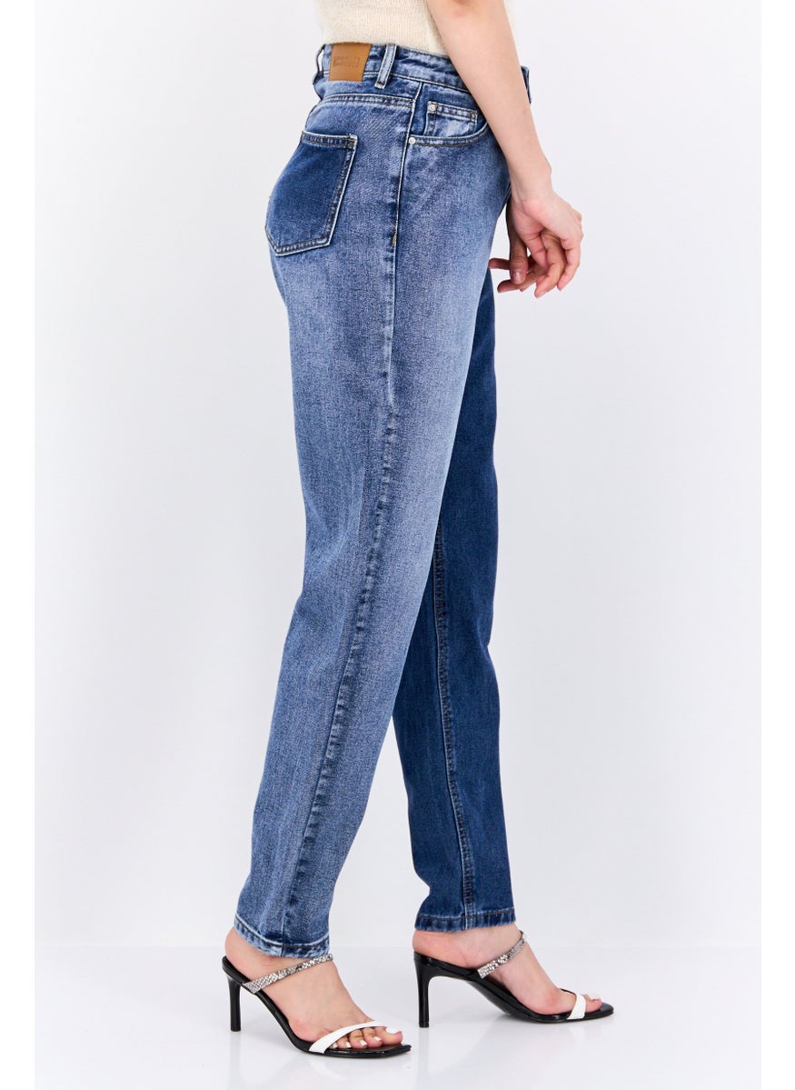 Missguided Women Regular Fit Washed Denim Jeans, Blue  - Image 2