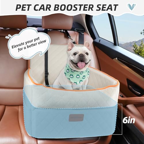 HEGGCOOE Dog Car Seat for Small Medium Dogs Memory Foam Dog Booster Seats with Thick Cushion for Dogs Under 35lbs Detachable Washable Pet Car Seat Travel Bed with Storage Pockets2 Safety Belt - Image 3