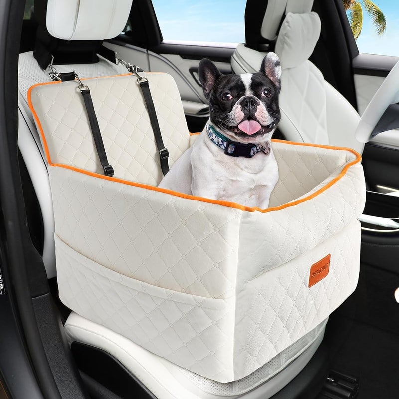 HEGGCOOE Dog Car Seat for Small Medium Dogs Memory Foam Dog Booster Seats with Thick Cushion for Dogs Under 35lbs Detachable Washable Pet Car Seat Travel Bed with Storage Pockets2 Safety Belt - Image 2