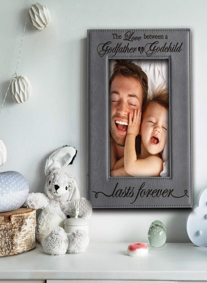 BELLA BUSTA Love a Between Godfather and Godchild Lasts Forever-Birthday, Christmas, Wedding gift for Godfather, Godchild -Engraved Leather Picture Frame (5 x 7 Vertical) - Image 2