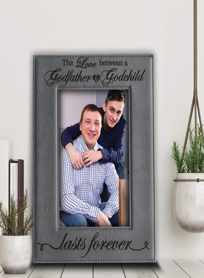 BELLA BUSTA Love a Between Godfather and Godchild Lasts Forever-Birthday, Christmas, Wedding gift for Godfather, Godchild -Engraved Leather Picture Frame (5 x 7 Vertical) - Image 3