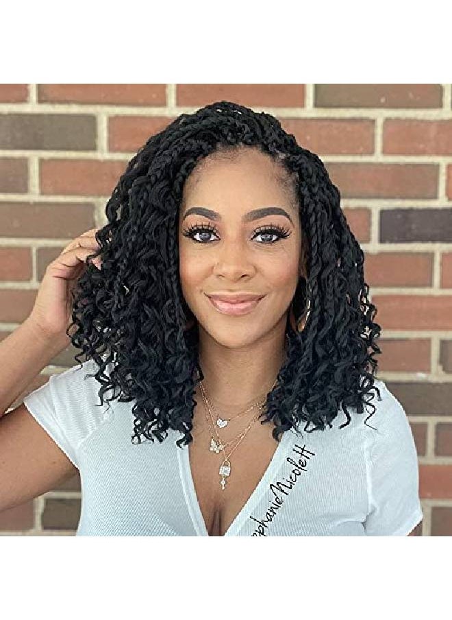 Firstcyh Hair - 8 Packs Box Braids Crochet Hair With Curly Ends Goddess Box Braids Crochet Braids 3X Bohemian Braiding Hair For Black Women(12 Inch 1B)…… - Image 1