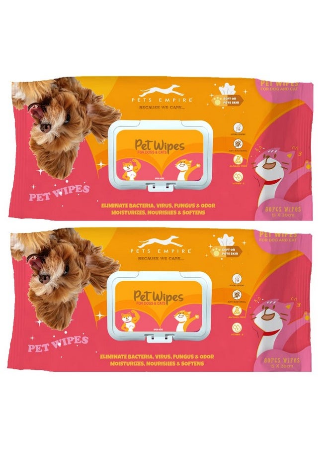 Pet Wet Wipes For Dogs, Puppies, & Pets Paw Cleaning, And Daily Care Soft On Pets Skin (15X20 Cm) 80 Pcs X Pack Of 2 - pzsku/Z7A08D8EF8260021A11EEZ/45/_/1728309275/ebc24868-0b0b-45bf-a7a7-3468bae89b42