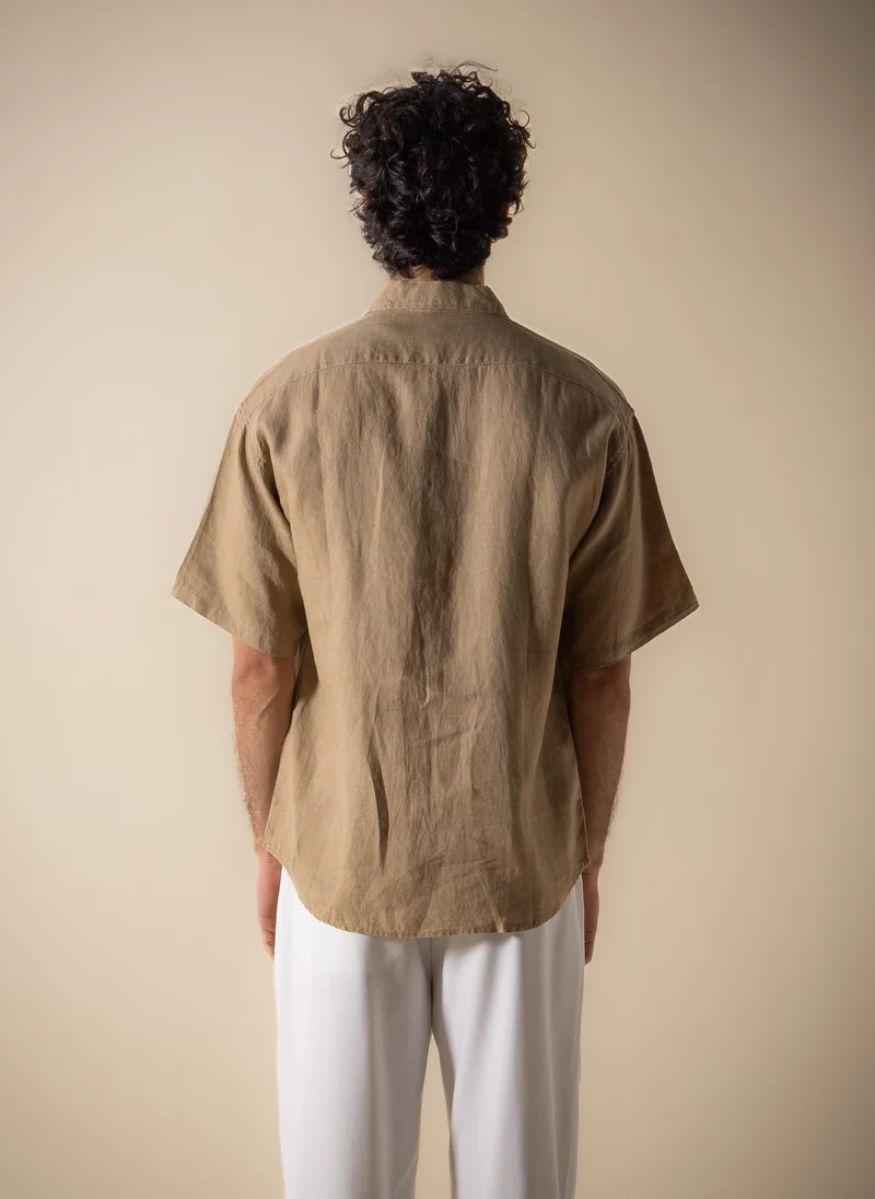 Shapes Beige 100% LINEN COMFORT SHIRT for Men | Best Price UAE