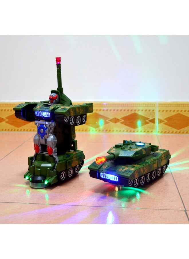 Generic Children's Transformation Robot Electric Toy Tank Car Armored Vehicle Luminous Music Boy -Year-Old Transformation Tank-Color:2 Sets Of Charging Equipment [walking + Transforming Armor Machine] Hot Model  - Image 4