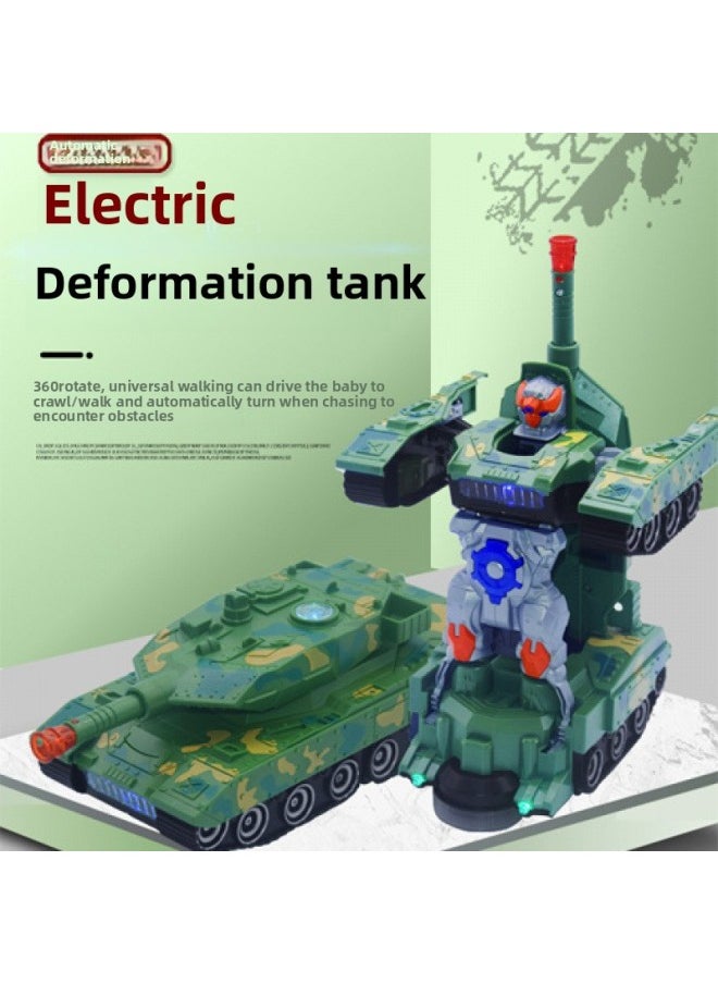 Generic Children's Transformation Robot Electric Toy Tank Car Armored Vehicle Luminous Music Boy -Year-Old Transformation Tank-Color:2 Sets Of Charging Equipment [walking + Transforming Armor Machine] Hot Model  - Image 3