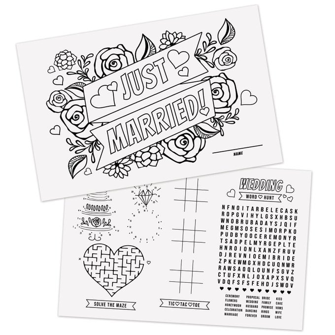 WEDDING THEMED COLORING ACTIVITY PLACEMATS 12 WEDDING COLORING SHEETS 11 X 17 KIDS DRAWING PAPERDISPOSABLE PLACEMATS