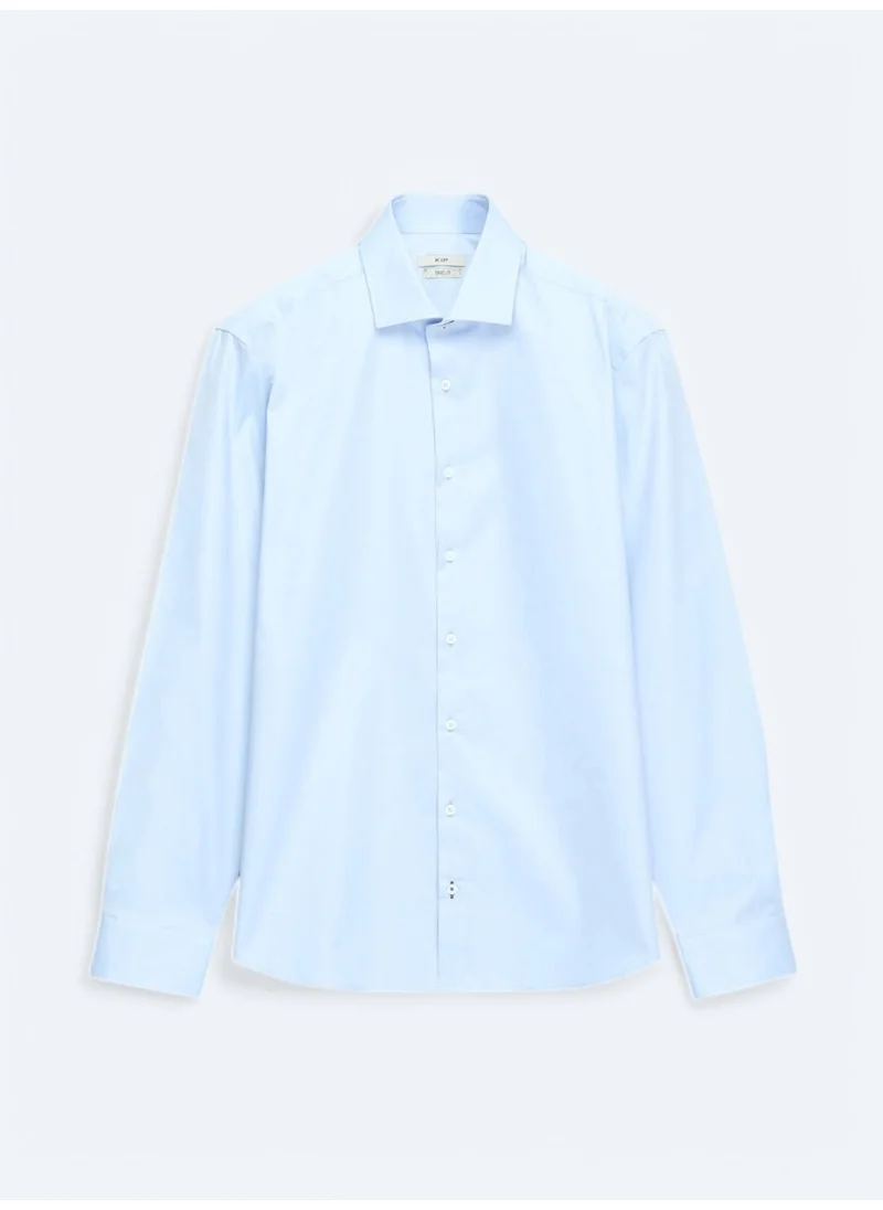 Kip Blue Plain Regular Fit Woven Classic 100% Cotton Shirt