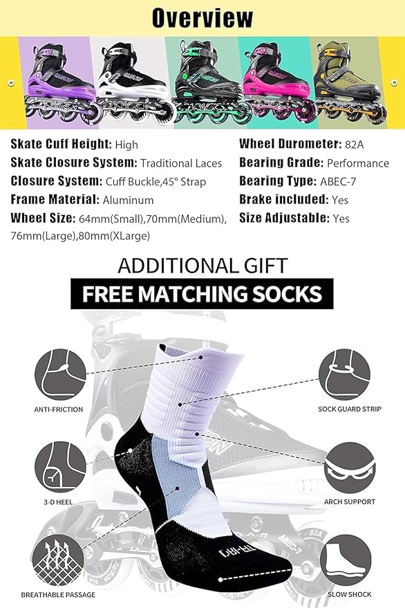 PAPAISON Adjustable Inline Skates for Kids and Adults with Full Light Up Wheels, Outdoor Roller Skates for Girls and Boys, Men and Women - Image 4