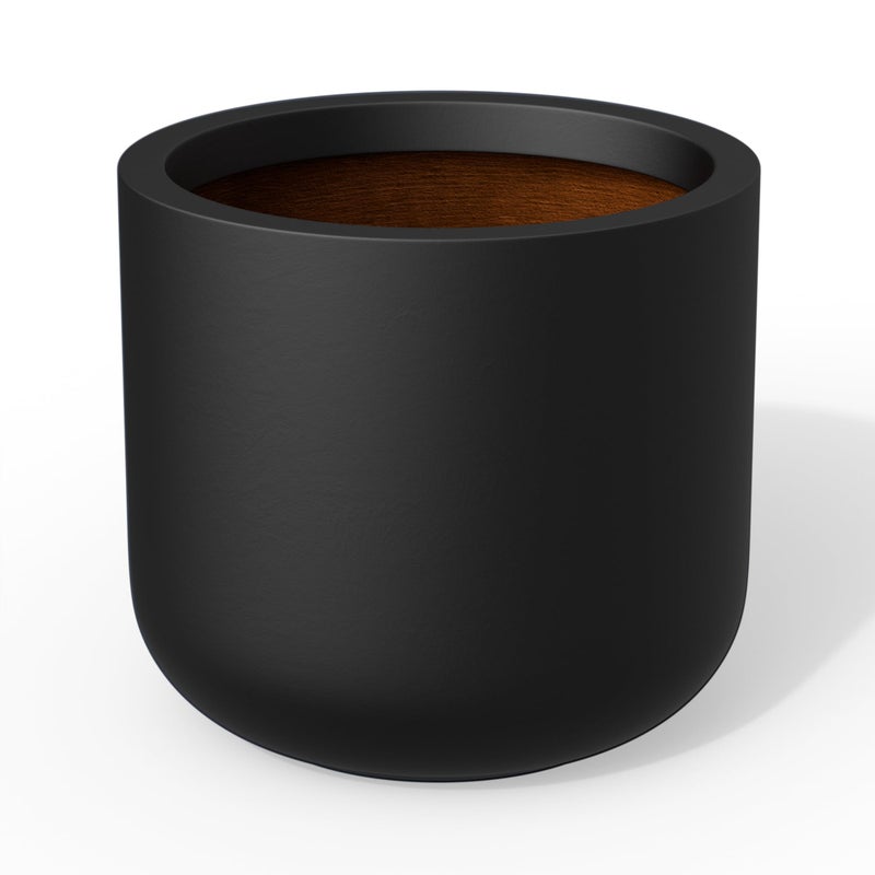 Kante Round Concrete Planter, 13.8 Inch Dia Classic-Style Large Pot with Drainage, Black Finish with Painted Interior, for Indoor & Outdoor Plants, Home, Patio and Garden - Image 1