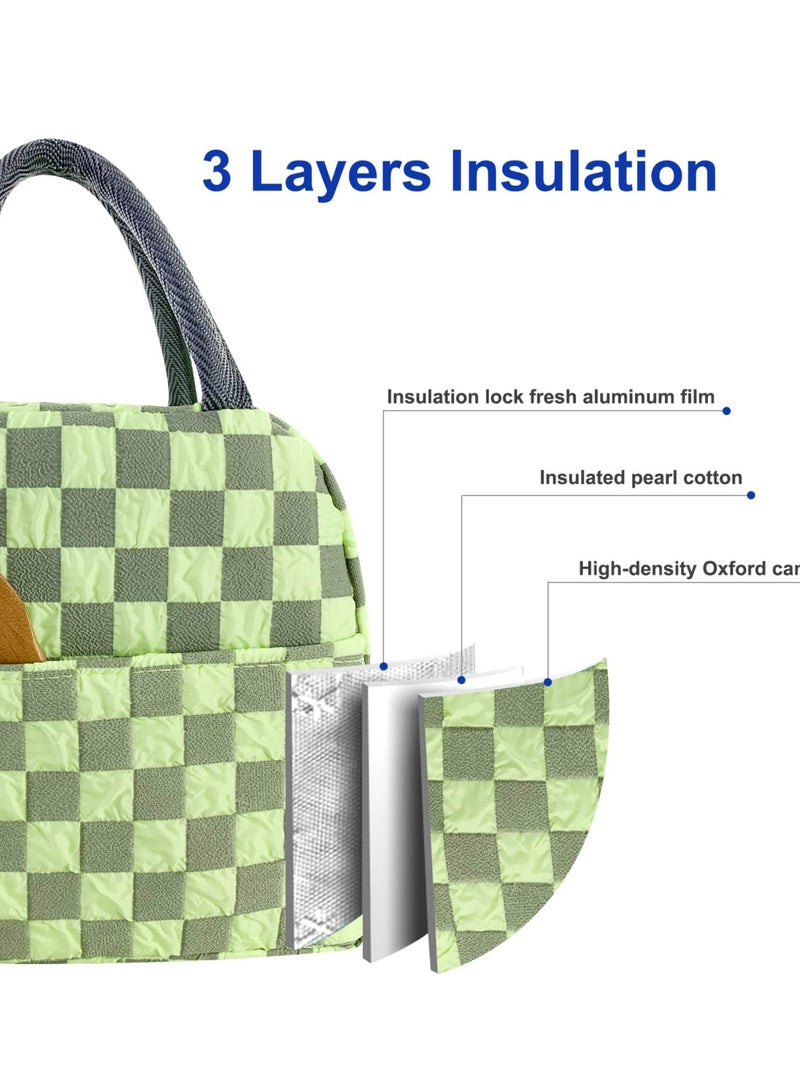 Lunch Bag for Women Men, Aesthetic Lunch Bag Reusable Insulated Lunch Tote Bag Kawaii Lunch Box Container Waterproof Lunch Cooler Bag for Work Office Travel Picnic , Green - Image 3