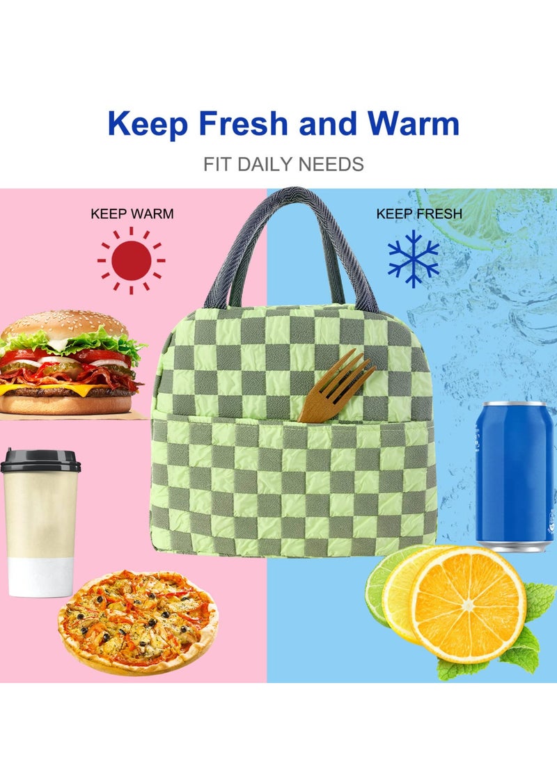 Lunch Bag for Women Men, Aesthetic Lunch Bag Reusable Insulated Lunch Tote Bag Kawaii Lunch Box Container Waterproof Lunch Cooler Bag for Work Office Travel Picnic , Green - Image 5