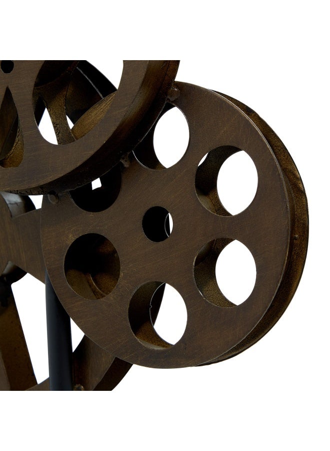 Deco 79 Metal Film Decorative Sculpture Reel Home Decor Statue with Elevated Block Base, Accent Figurine 11" x 5" x 16", Bronze - Image 5