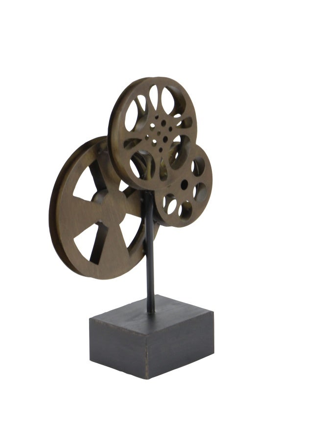 Deco 79 Metal Film Decorative Sculpture Reel Home Decor Statue with Elevated Block Base, Accent Figurine 11" x 5" x 16", Bronze - Image 4