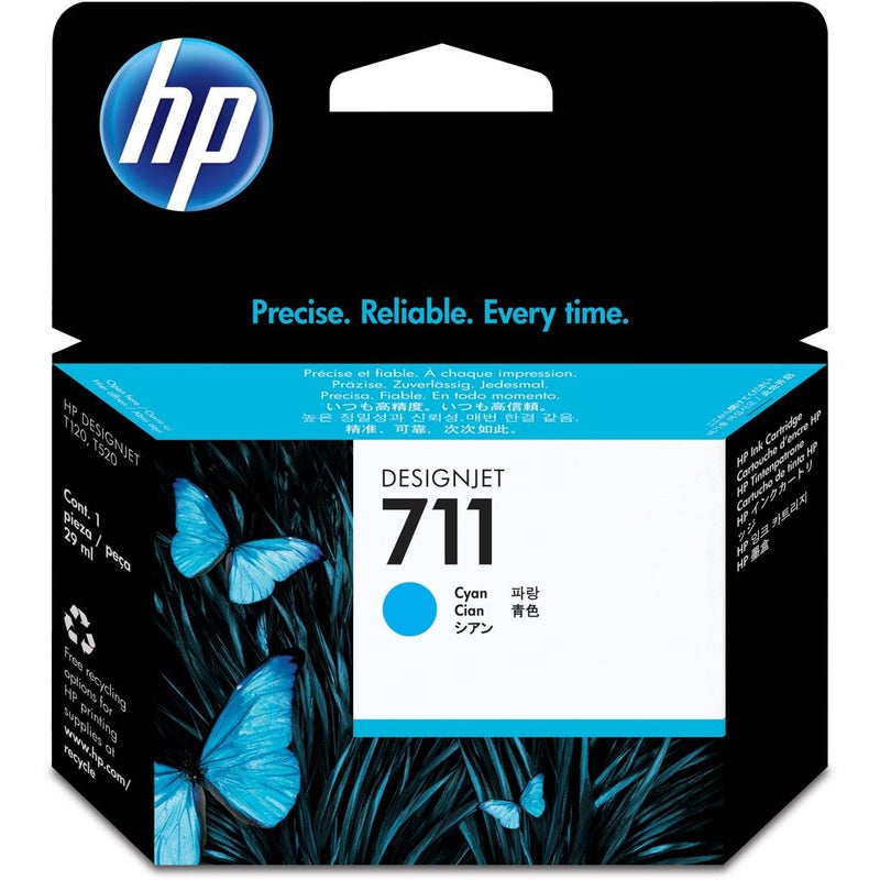 HP 711 29-ml Cyan DesignJet Ink Cartridge Cyan