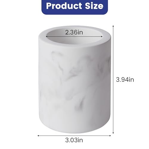Amviner Drying Stone Toothbrush Holder, Diatomite Toothbrush Holders for Bathroom Counter, Quick Drying Electric Toothbrush and Toothpaste Holder Bathroom Organizer, Marble White - Image 2
