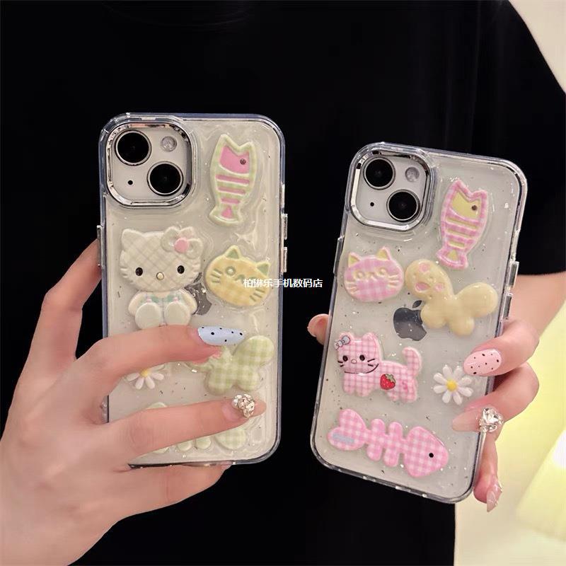 17Air Cartoon Kt Cat Plaid Taiyaki Daisy 15 Mobile Phone Case Suitable for Iphone16Promax Girls - Image 2