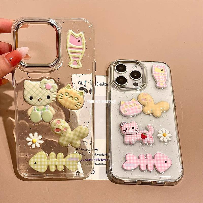 17Air Cartoon Kt Cat Plaid Taiyaki Daisy 15 Mobile Phone Case Suitable for Iphone16Promax Girls - Image 4