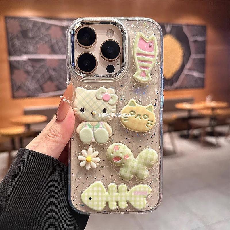 17Air Cartoon Kt Cat Plaid Taiyaki Daisy 15 Mobile Phone Case Suitable for Iphone16Promax Girls - Image 5