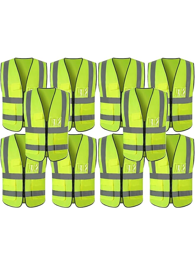 ECVV Reflective Safety Vest Bright Neon Color With 2 Inch Reflective Strips And Pocket Zipper Front Medium Free Size - Image 1