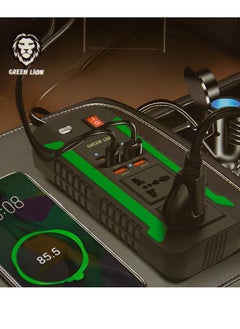 GREEN LION 300W Vehicle Mounted Power Inverter with 2 (QC 3.0), 2 (3.4A USB-A) and 3 PD Ports, Green Lion GNSPI300WAT Spark Converter - Black & Green  - Image 2